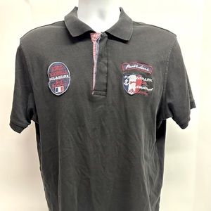 Paul Shark Yachting Shirt Men XL Black Polo Boating Patches Yatch Club